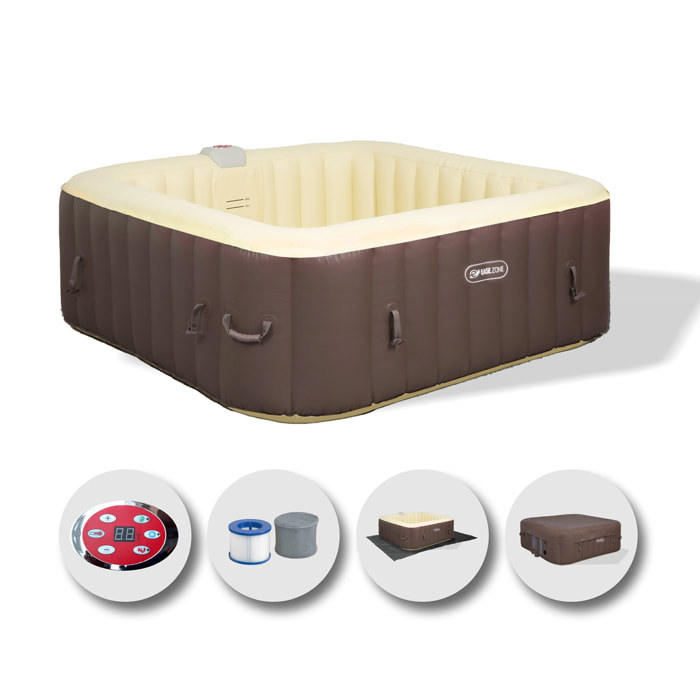 Spa Idromassaggio Quadrata Gonfiabile Riscaldata 4-6 Persone EASE.ZONE 185x65cm 910L Pompa Super Silenziosa Integrata