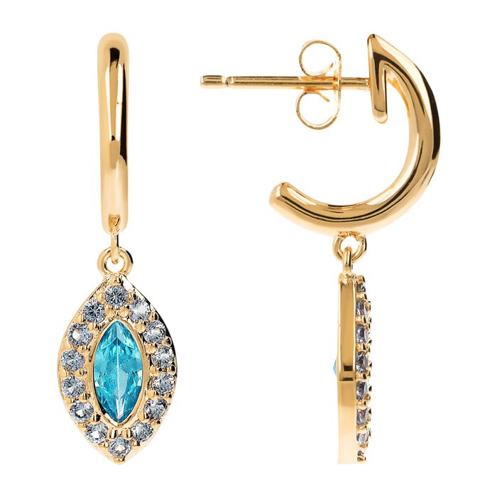 Orecchini Pendenti Marquise Golden con Cubic Zirconia Blu