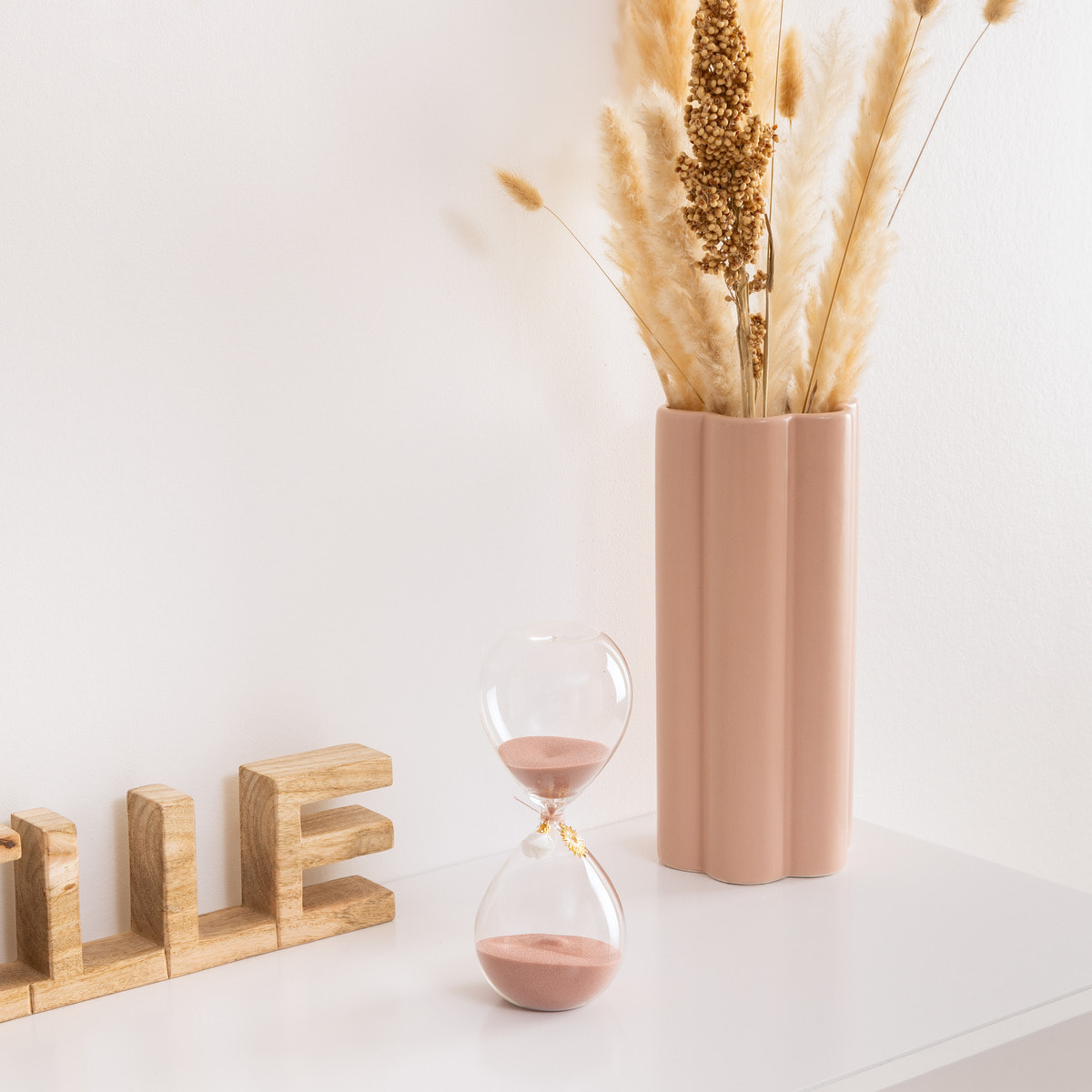 Sablier en verre "Floral" H20cm