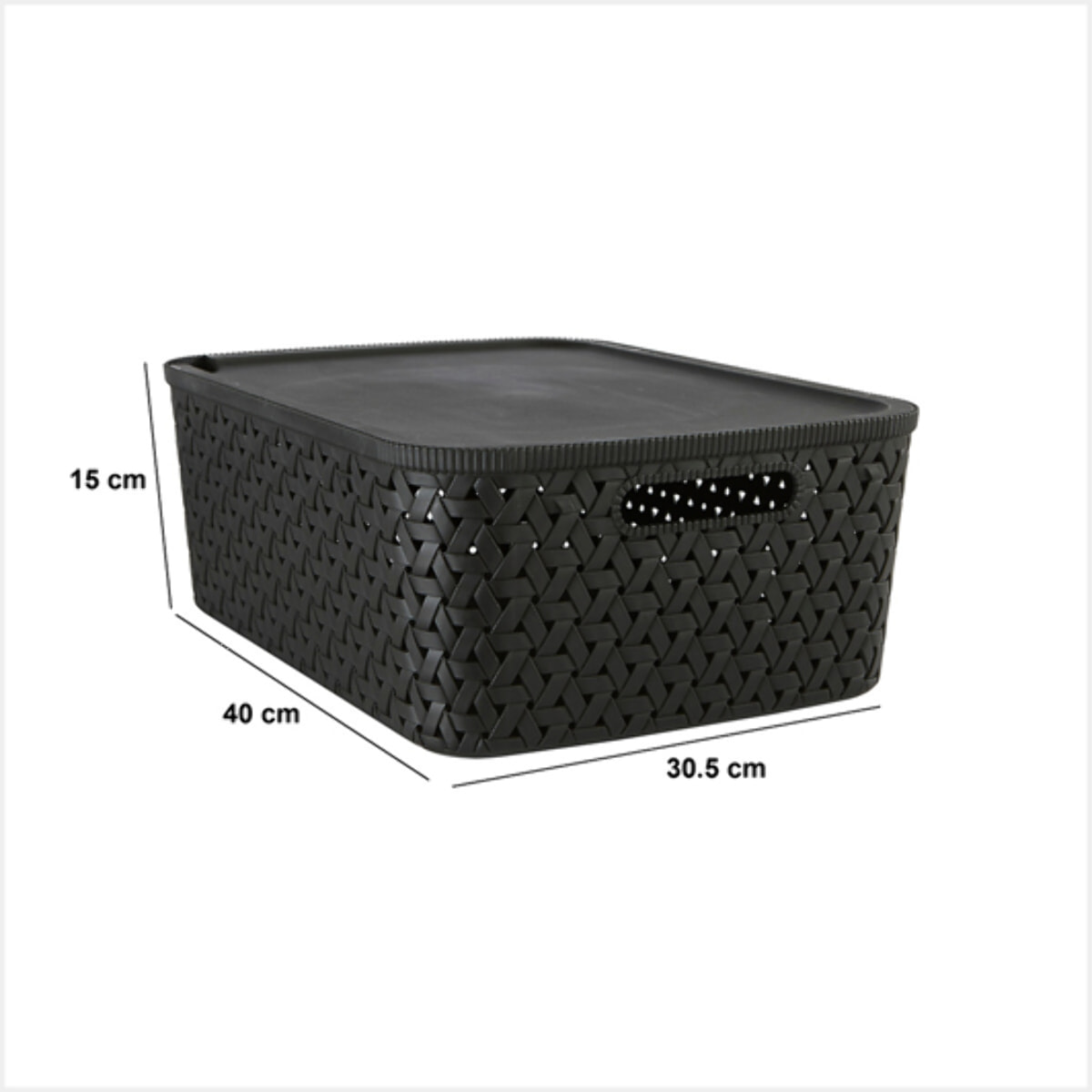 Panier "Tressy" en plastique noir 15L