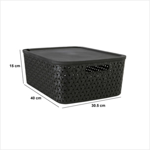 Panier "Tressy" en plastique noir 15L