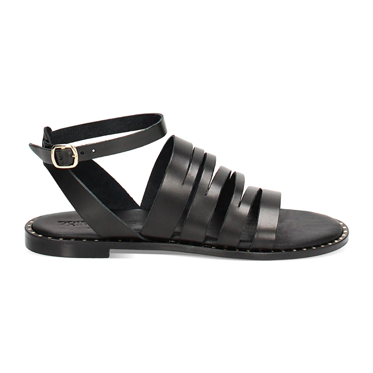 Sandale noire en cuir avec bracelet