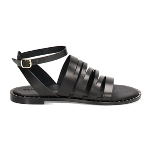 Sandale noire en cuir avec bracelet