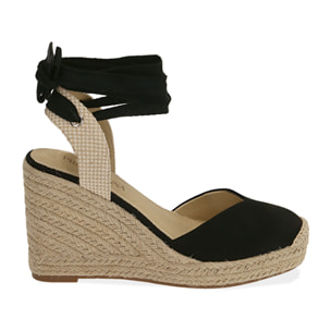 Espadrillas nere in microfibra, zeppa 10,5 cm