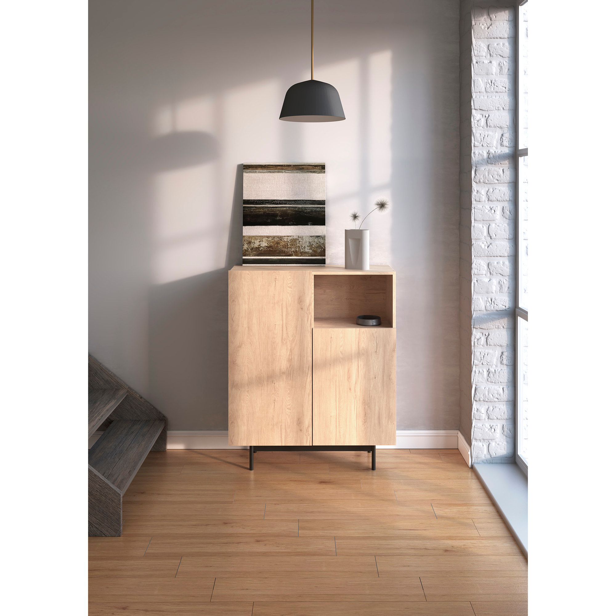 Aparador 1 hueco Printed roble 110x90x34 cm