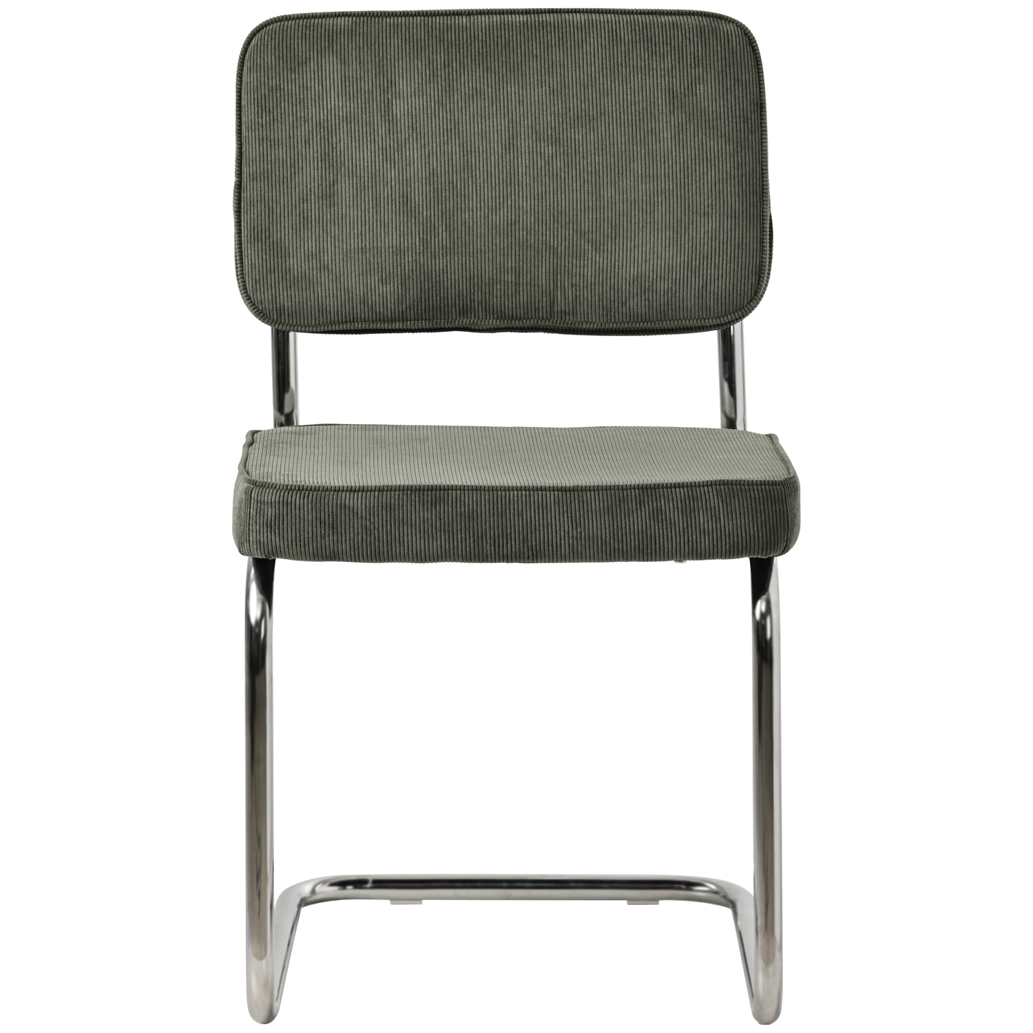 Lot de 2 chaises cantilever en velours côtelé vert kaki MARIA