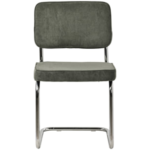 Lot de 2 chaises cantilever en velours côtelé vert kaki MARIA