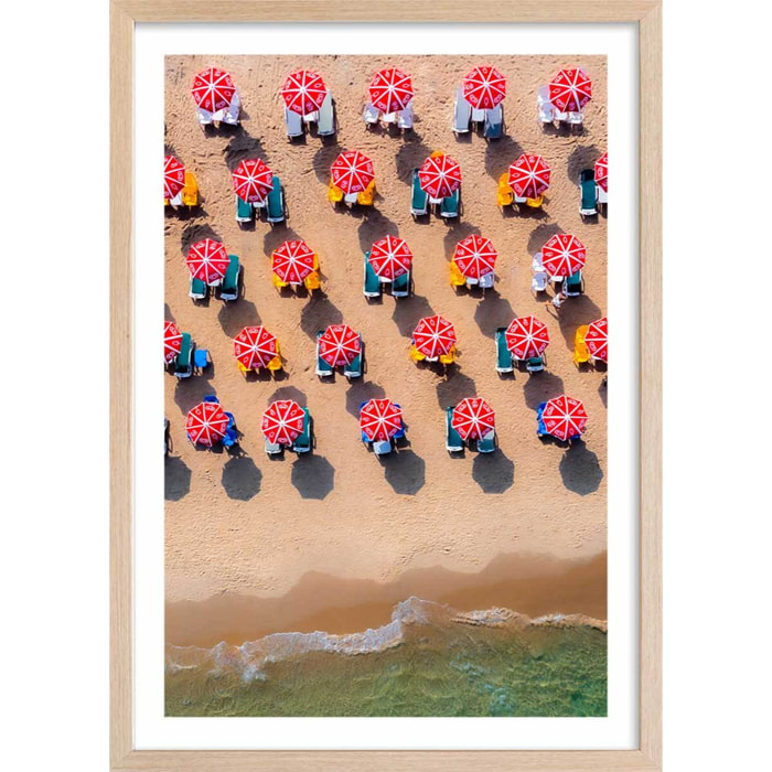 Poster cherry sun Affiche + cadre en bois - Chêne