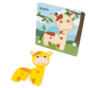 Puzle de madera para niños, de 3 piezas. Diseño jirafa.