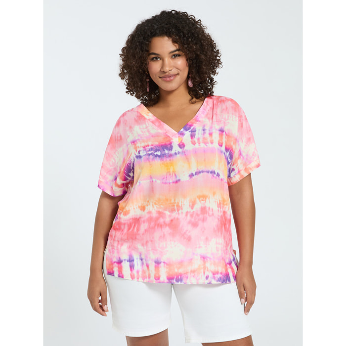 Fiorella Rubino - Blusa tie-dye in viscosa - Fucsia