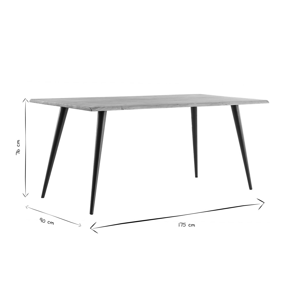 Table à manger rectangulaire industrielle en bois massif et métal noir L175 cm EDGE