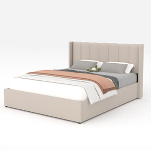 Lit coffre design 160x200cm en velours beige CARSON