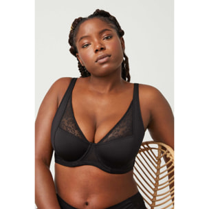 Reggiseno nero senza ferretto, coppe C, D ed E