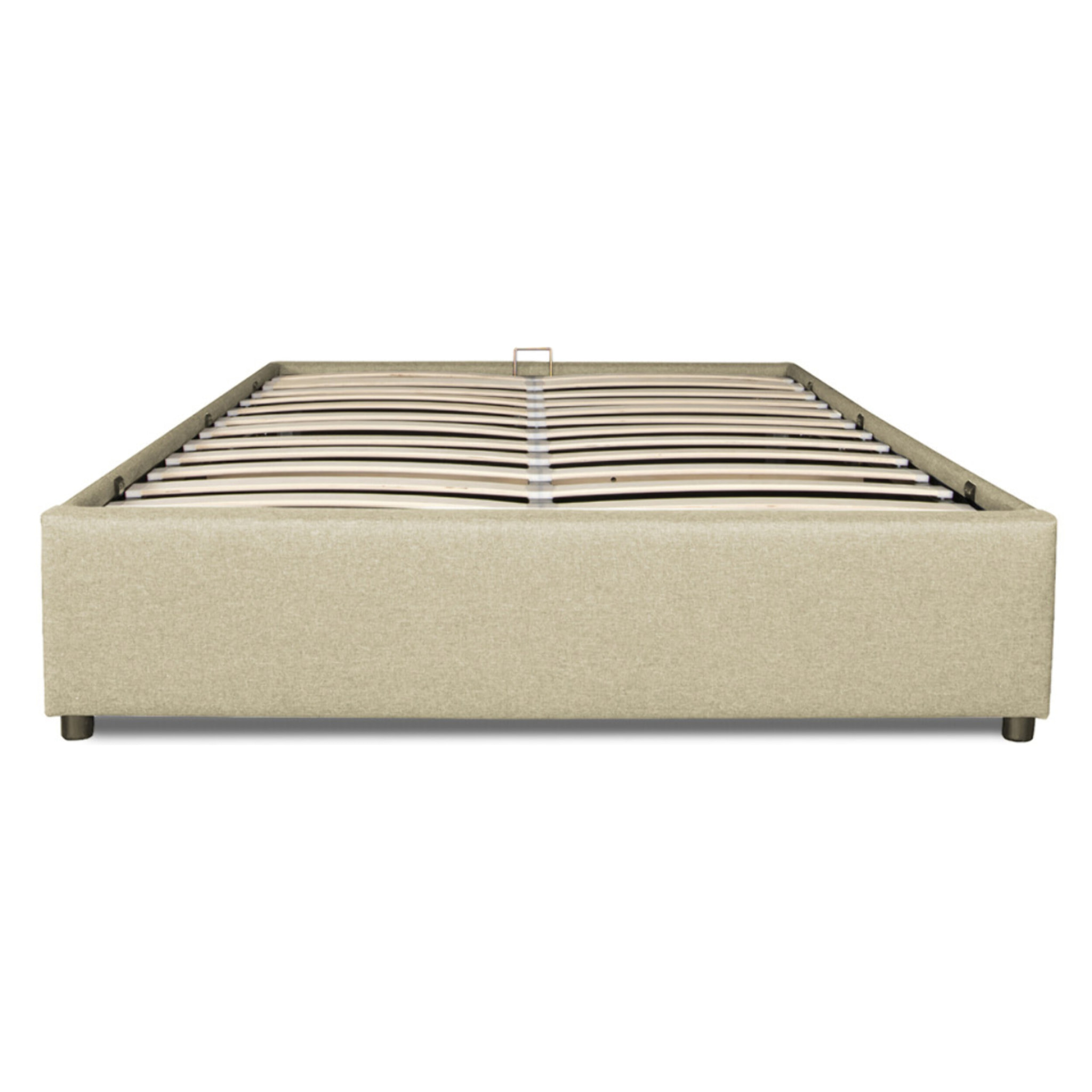 Lit coffre Otto en tissu beige avec sommier 140x190cm