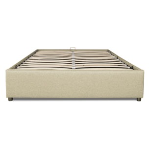 Lit coffre Otto en tissu beige avec sommier 140x190cm