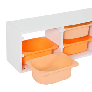 Meuble de rangement pour enfant. 6 bacs en plastique orange pêche - Sora