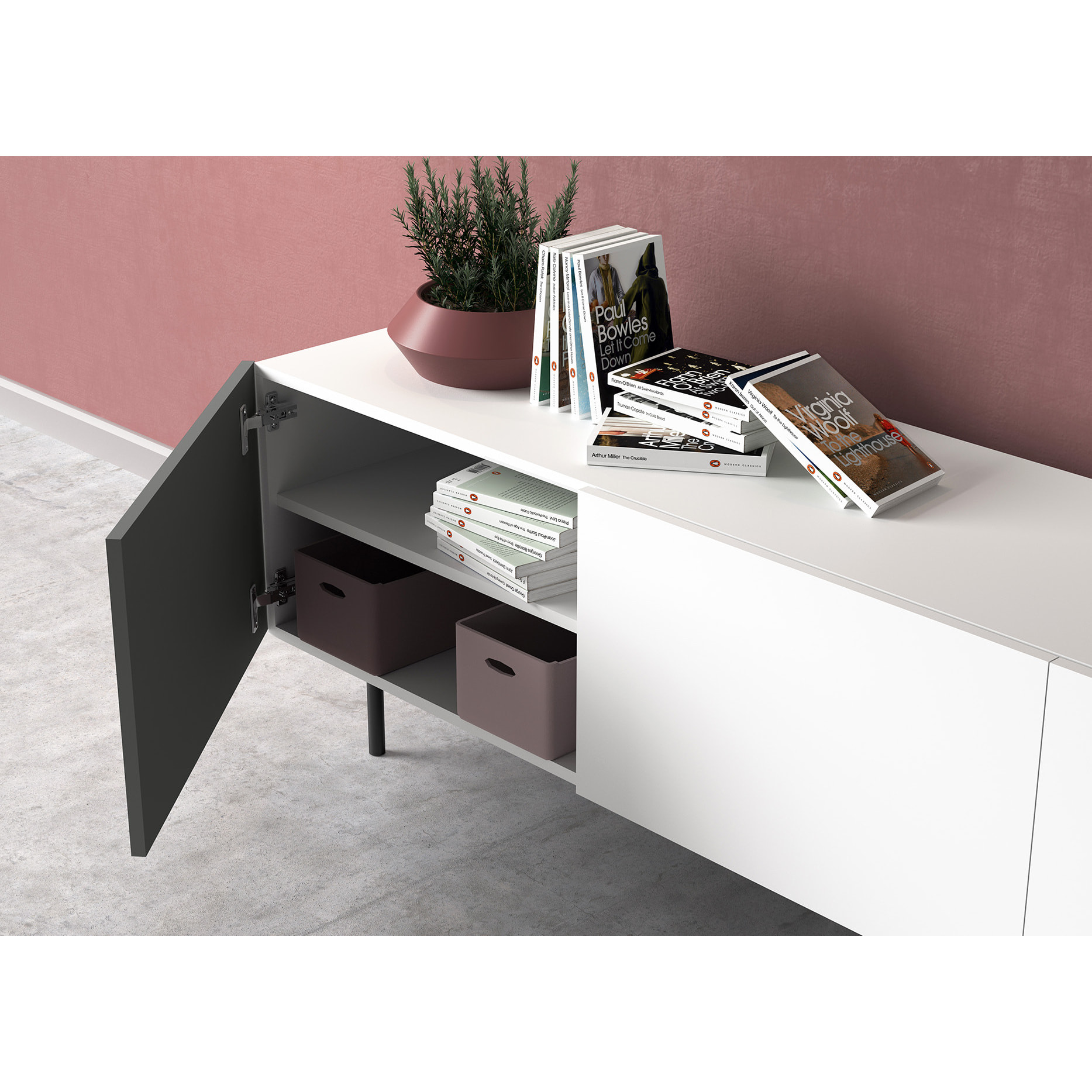 Bajo tv 3 puertas Printed blanco-grafito 52x180x44 cm