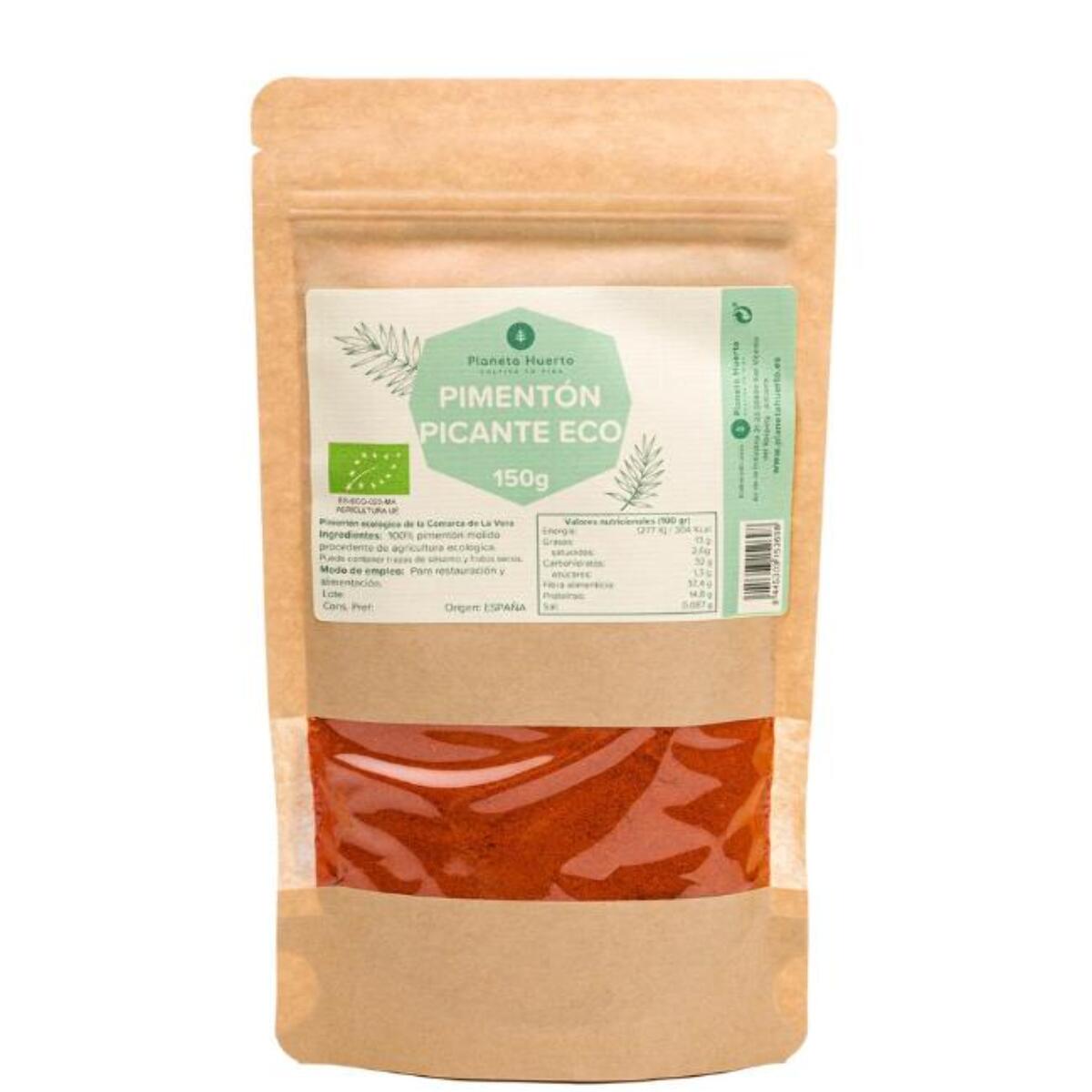 PLANETA HUERTO | Pimentón Picante en Polvo ECO 150 g – Tarro de Vidrio con Sabor Picante y Aroma Ahumado