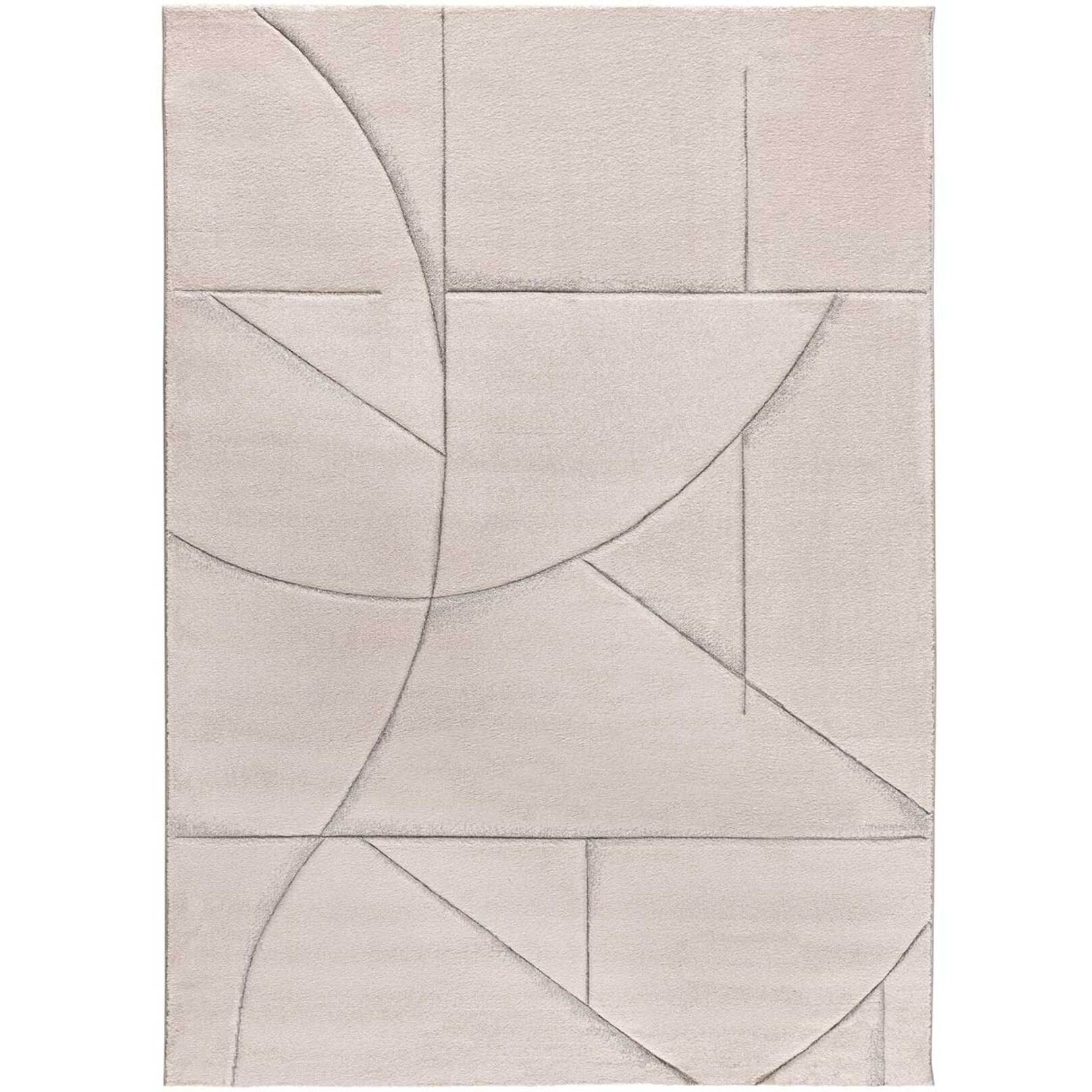 LENA Alfombra geométrica con lí­neas en tonos crema, varias medidas disponibles