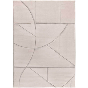 LENA Alfombra geométrica con lí­neas en tonos crema, varias medidas disponibles