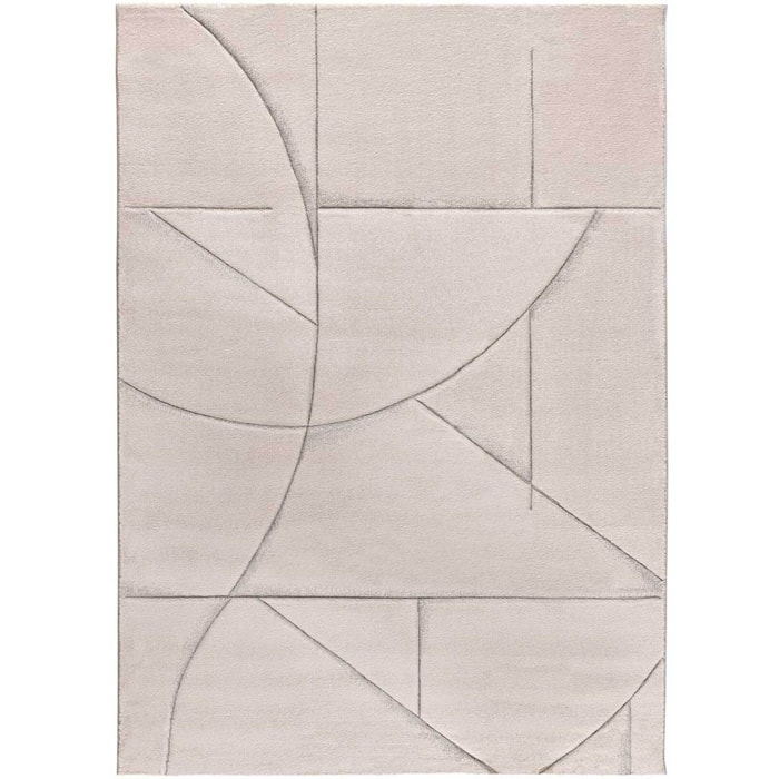 LENA Alfombra geométrica con lí­neas en tonos crema, varias medidas disponibles