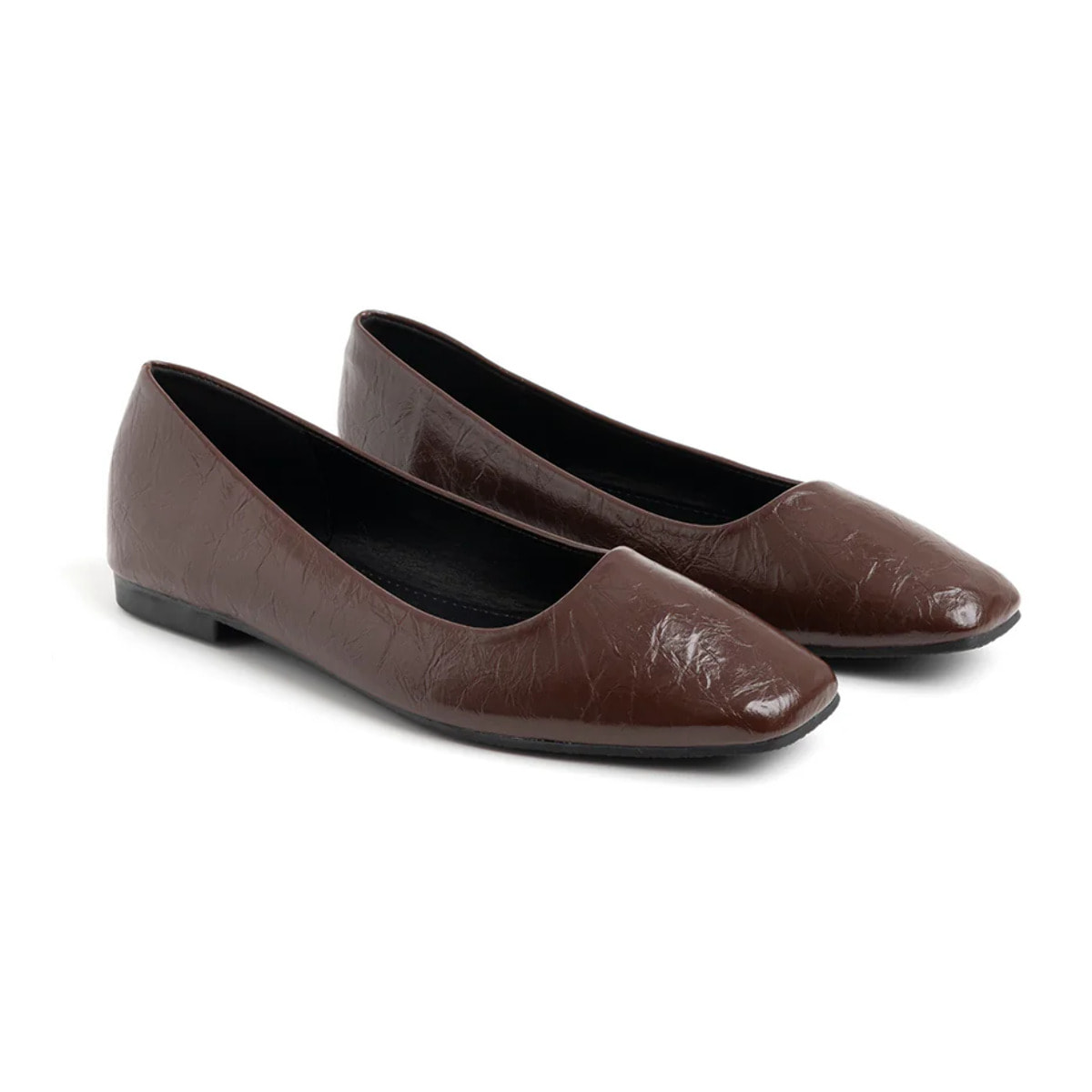 Ballerina con punta squadrata - MARRONE