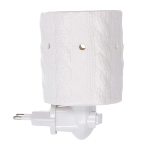 Bruciaessenze plug in ceramica trecce bianco cm10,4x7,9h12,7