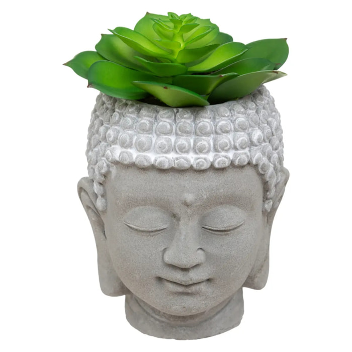 Plante artificielle Bouddha pot ciment H12,5cm