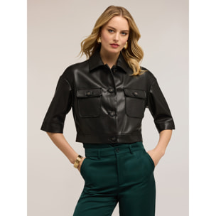 Motivi - Giubbotto cropped con maniche corte - Nero