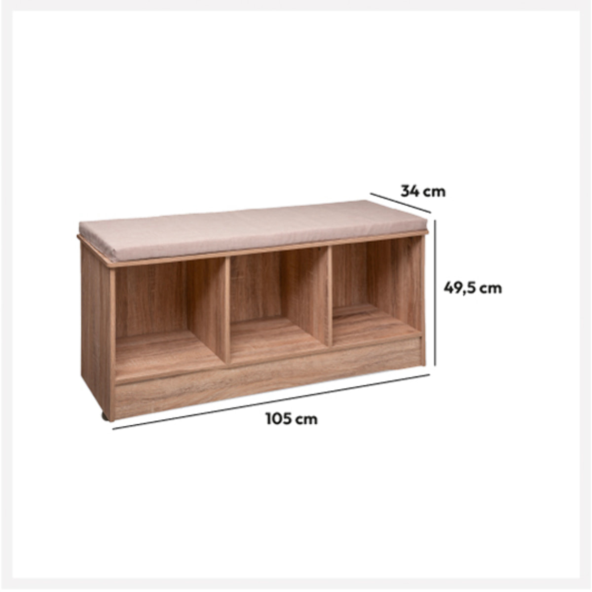 Banc 3 cases Effet chêne naturel Mix N' Modul