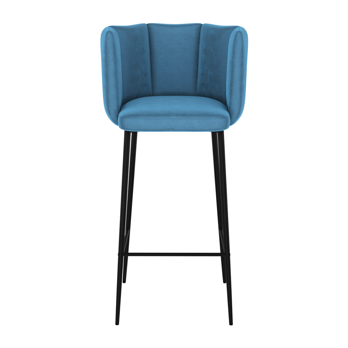 Lot de 2 chaises de bar en velours bleu 75 cm - Rosy