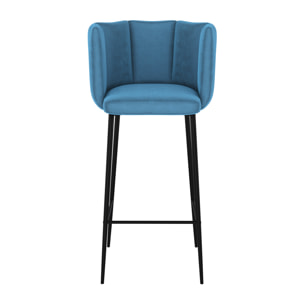 Lot de 2 chaises de bar en velours bleu 75 cm - Rosy