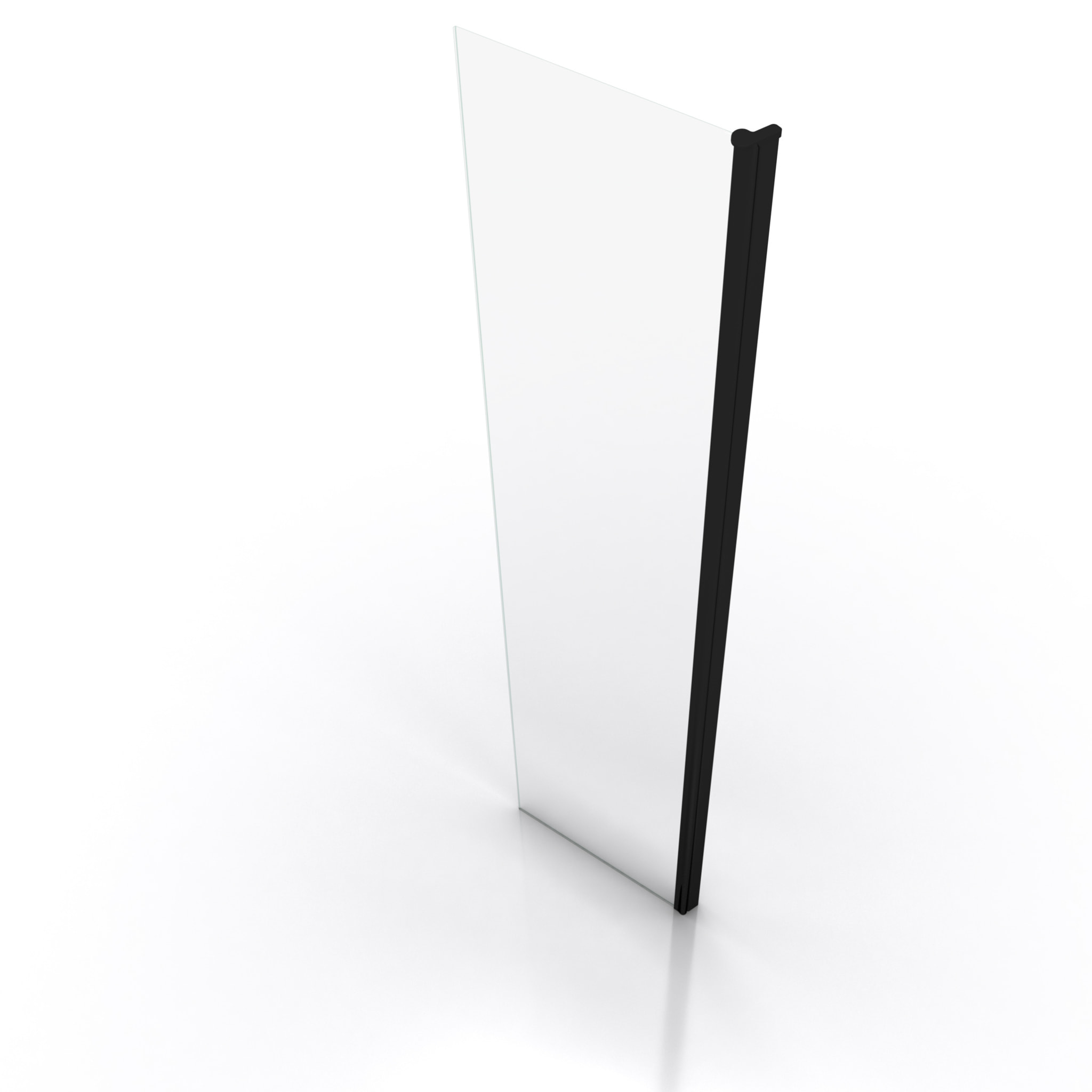 Volet pivotant pour paroi de douche fixe - 40x200cm - Verre transparent 6mm - Profile Noir Mat