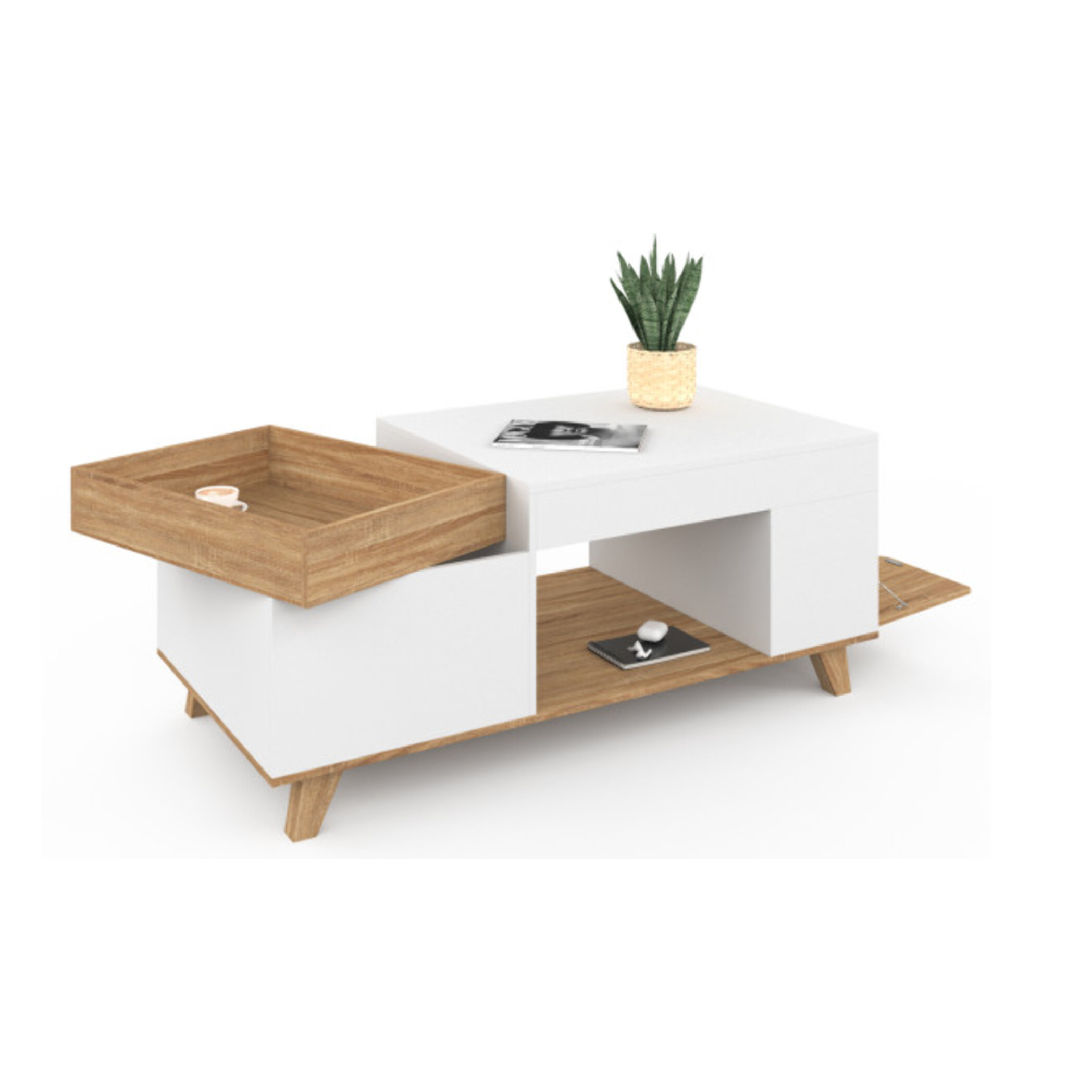 Table basse Stella avec plateau relevable et double coffre