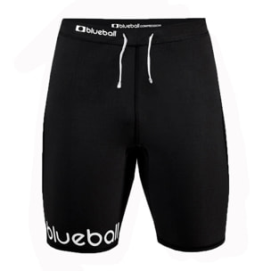 PANTALÓN CORTO DE COMPRESIÓN RUNNING CON CORDONES PARA HOMBRE BLUEBALL EN NEGRO.