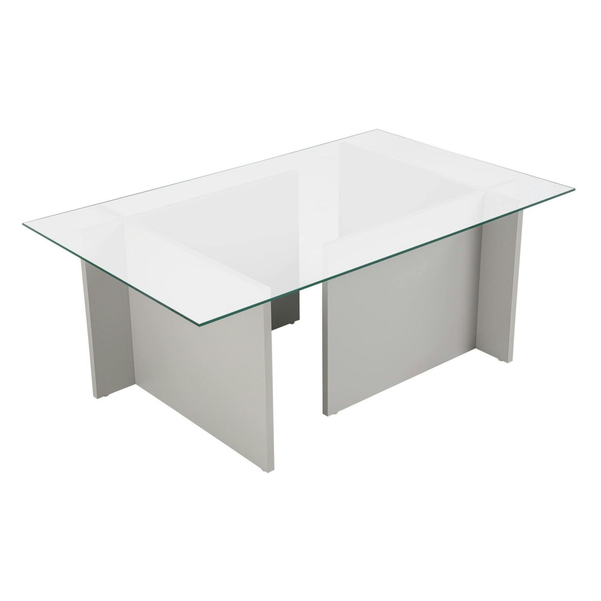 Table basse verre déstructurée - gris clair, H. 40 cm SALTA