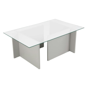 Table basse verre déstructurée - gris clair, H. 40 cm SALTA