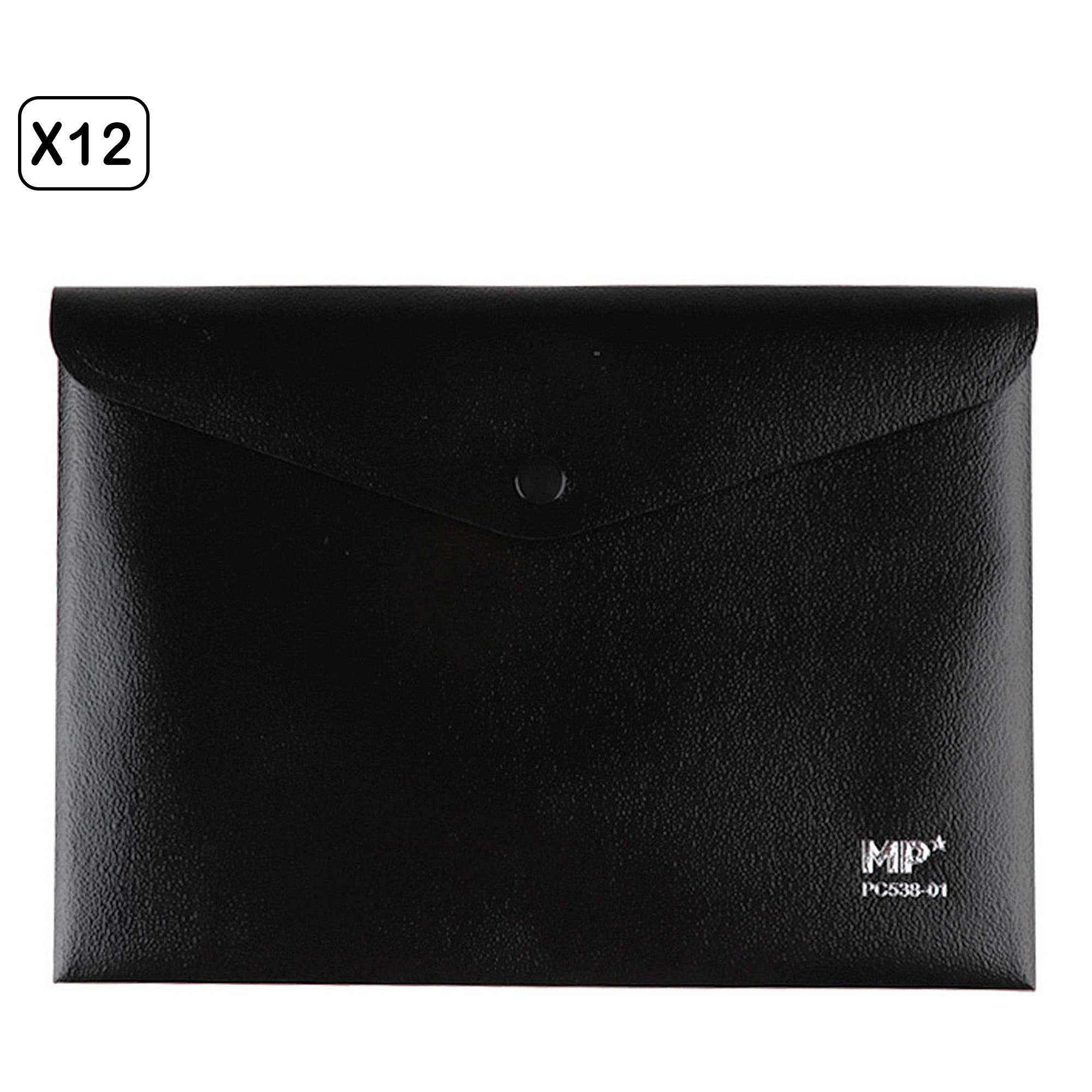 PACK 12 UNIDADES CARPETA SOBRE CIERRE BOTÓN A5 NEGRO