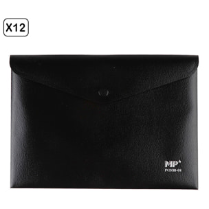 PACK 12 UNIDADES CARPETA SOBRE CIERRE BOTÓN A5 NEGRO