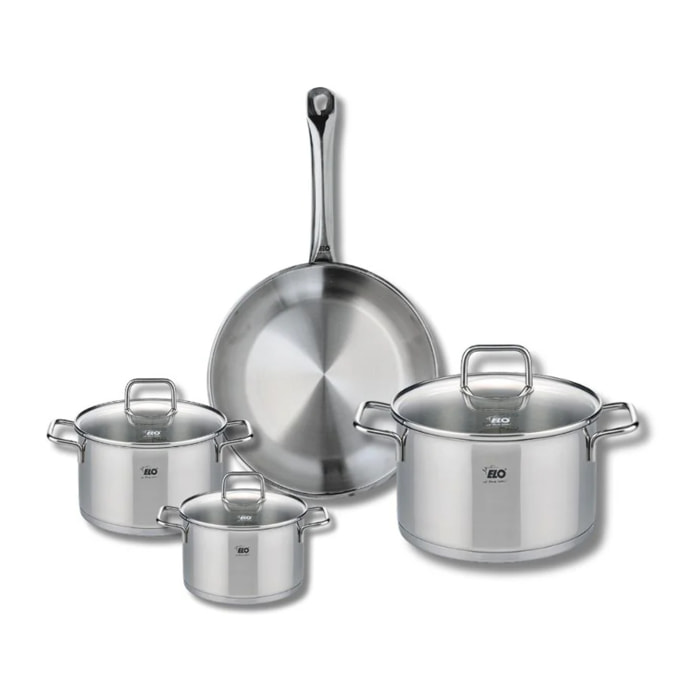 Ensemble de 1 Poêle de cuisson 24 cm et 3 faitouts 12, 14 et 20 cm Elo Profi Citrin
