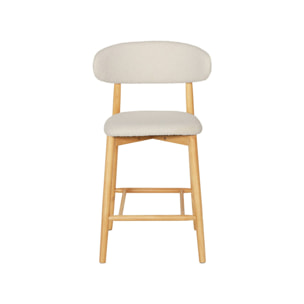 Tabouret de bar bois d'hévéa et tissu bouclette (lot de 2)  PAOLA