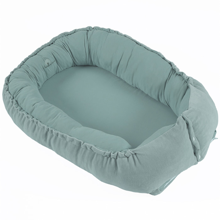 Cocoon bébé 0-6 mois coton bio velours-Aqua