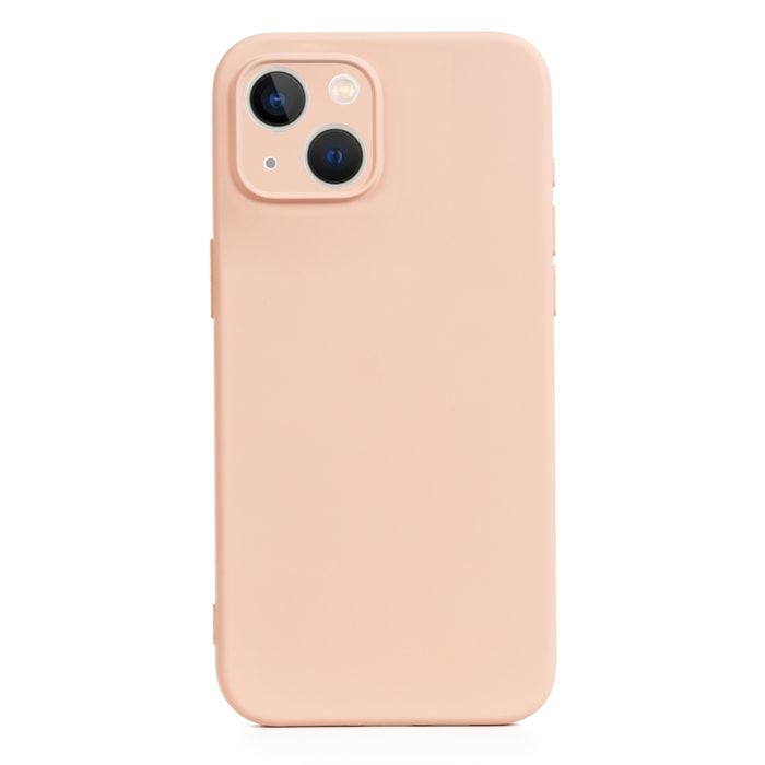 DAM Custodia  Essential in silicone con protezione fotocamera per iPhone 14. Interno in morbido velluto. 7,43x1,06x14,95 cm. Colore: rosa chiaro