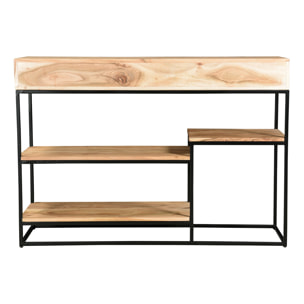 Console industrielle avec rangements 4 tiroirs en bois massif et métal noir L115 cm GRENELLE