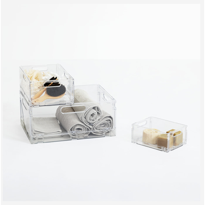 Boîte de rangement "Fold n Box" en plastique gris 2,8L