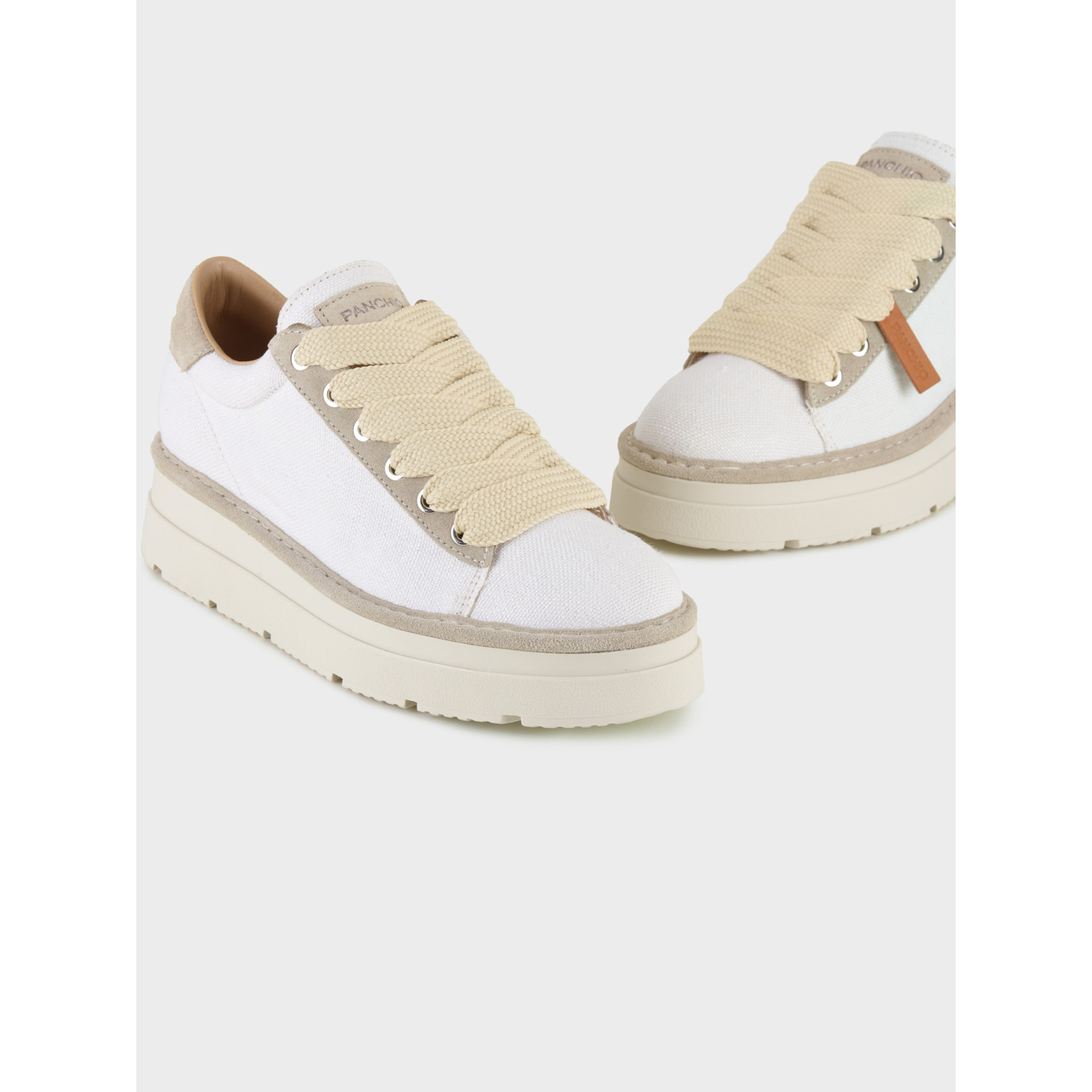 ZAPATO CON CORDONES MUJER P89 DE LINO Y ANTE BLANCO