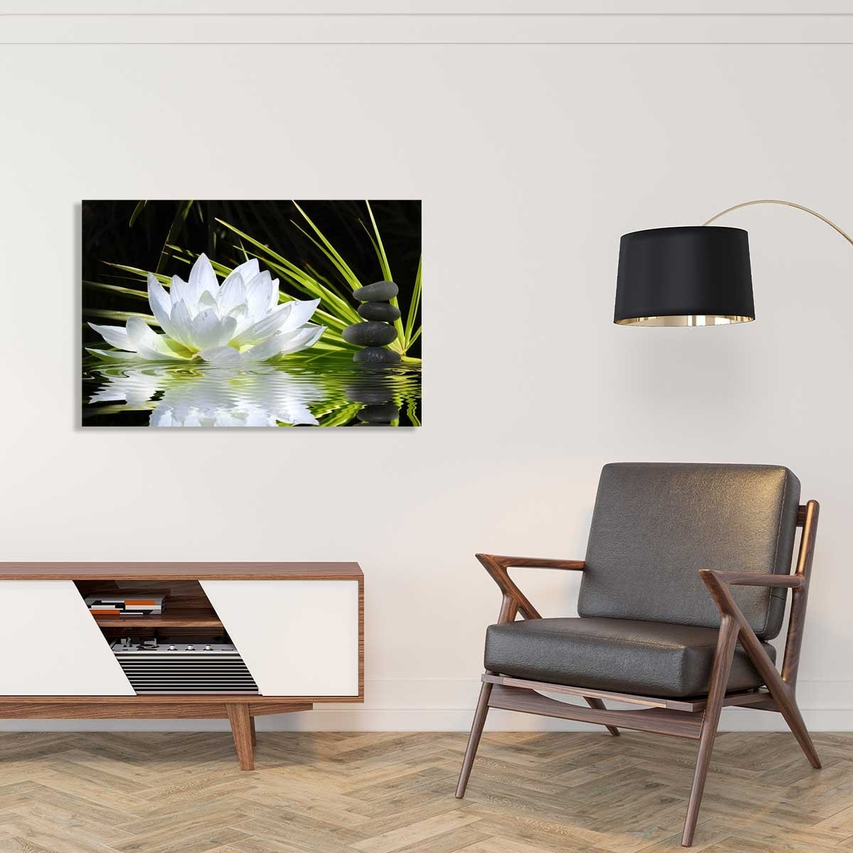 Tableau fleur de lotus et galets Tableau plexiglas