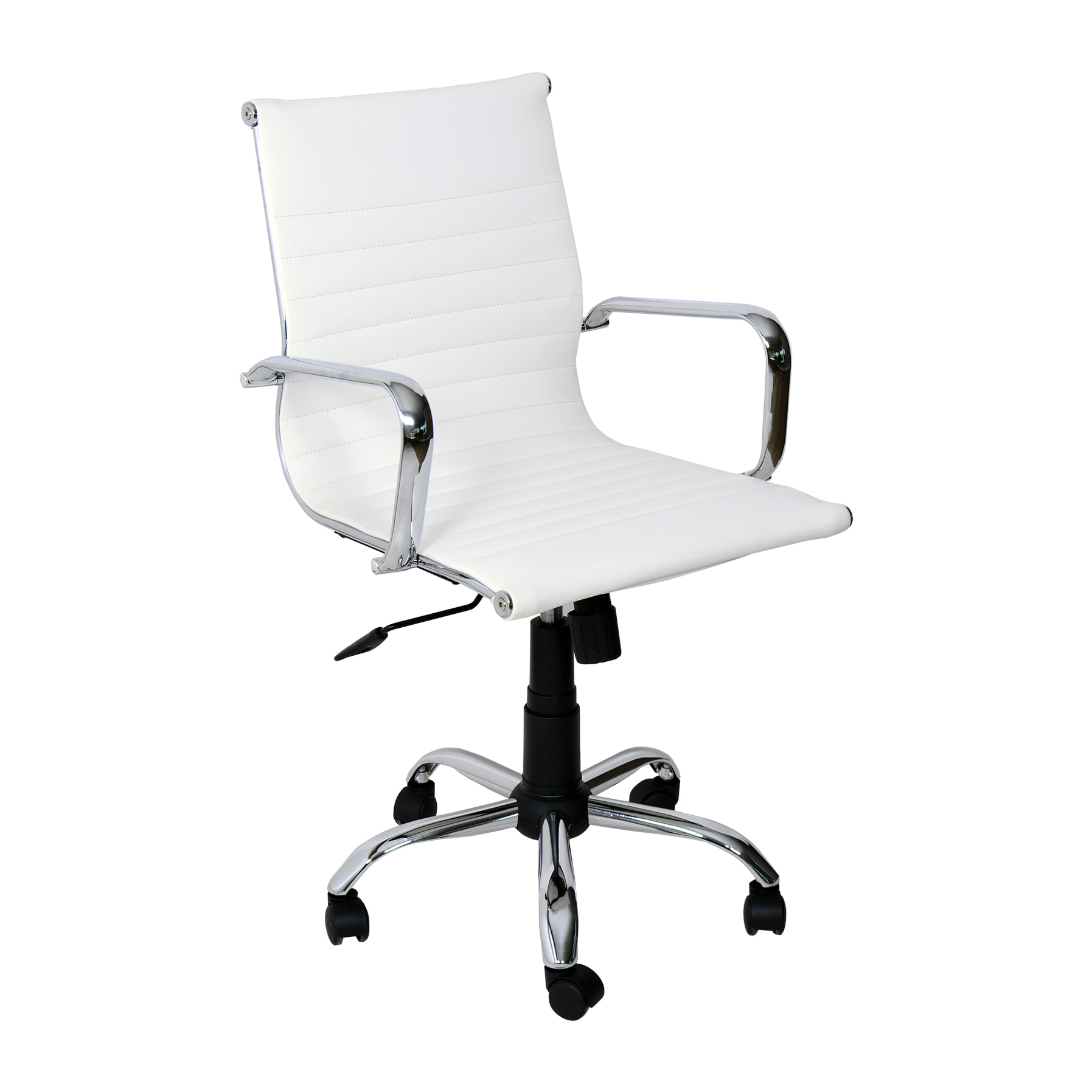 Poltrona da ufficio, Akka dirigenziale, Bianca, Similpelle,struttura cromata