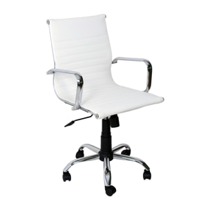 Poltrona da ufficio, Akka dirigenziale, Bianca, Similpelle,struttura cromata