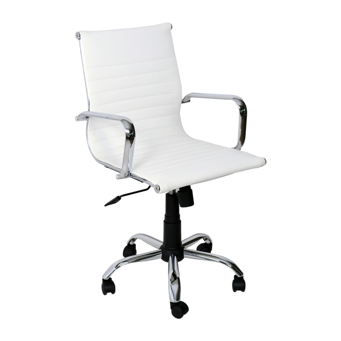 Poltrona da ufficio, Akka dirigenziale, Bianca, Similpelle,struttura cromata